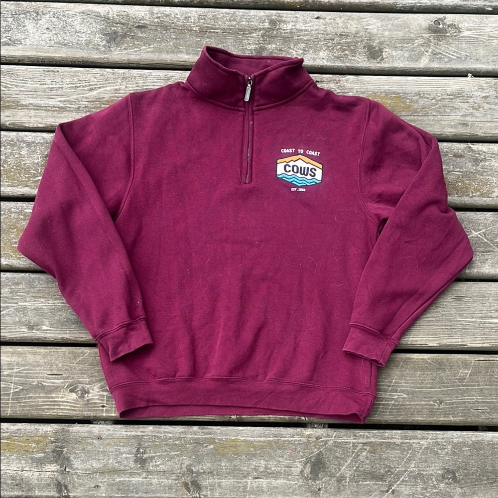 Cows Quarter Zip Unisex  Sweater Size Medium